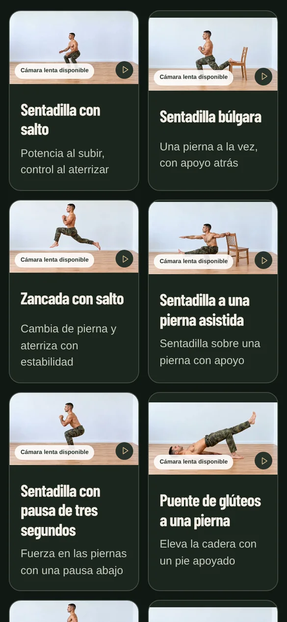 Pantalla real: biblioteca de ejercicios